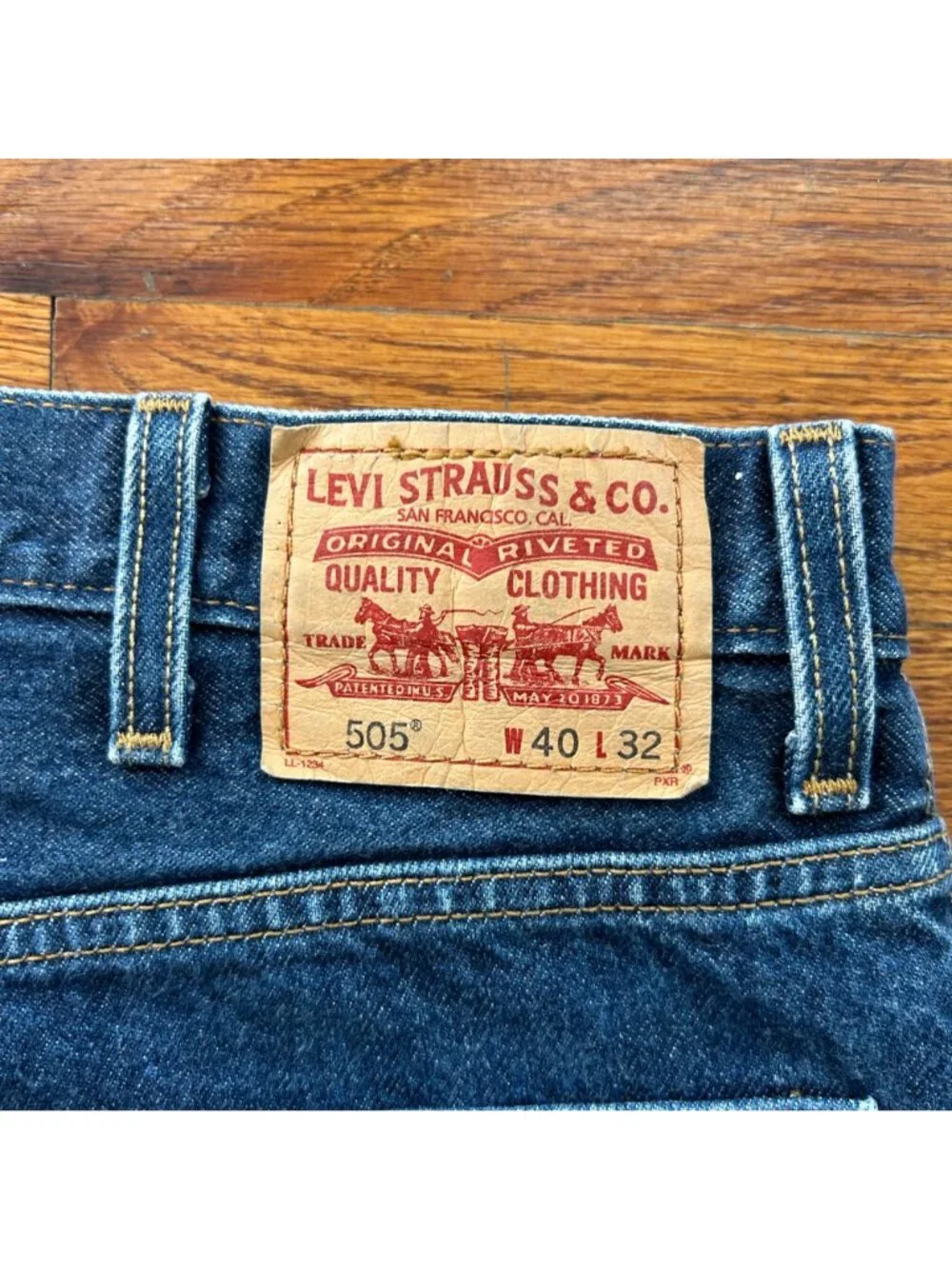 Men's Levis 505 Regular Fit Jeans 40X32‎ Dark Wash Denim Streetwear Casual